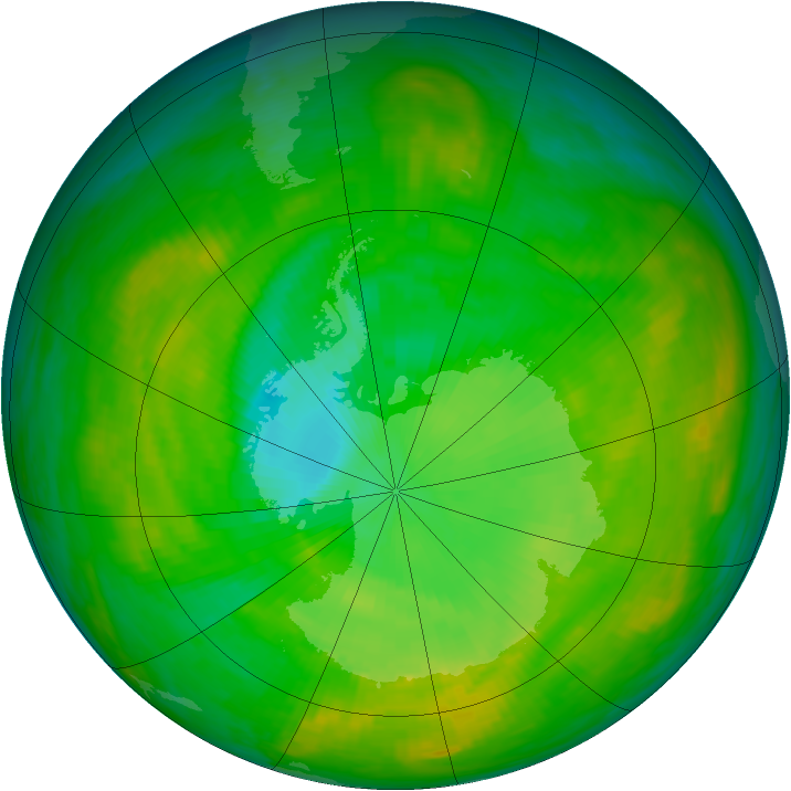 Antarctic ozone map for 04 January 1980